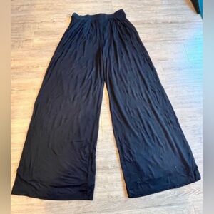 Women’s Black Self-Double Layer Wide Leg Pants XL